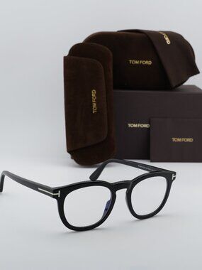 Tom Ford FT5993-B 005 Round Eyeglasses 50mm - Black/Grey Clip-On Photochromic